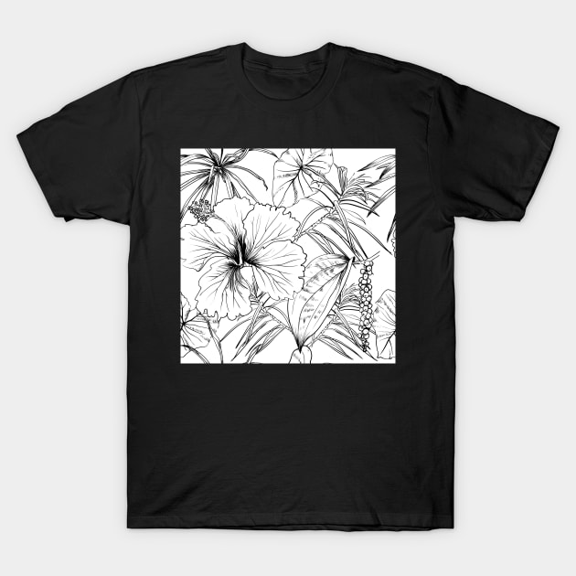 Seamless floral background with petunia T-Shirt by Olga Berlet